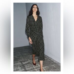 Plaid Long Sleeve DRAPED Dress